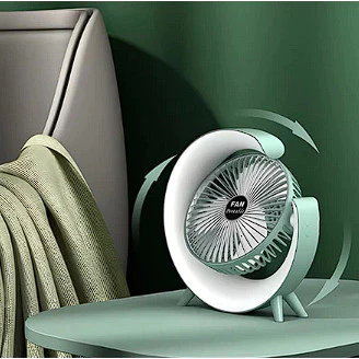 Ventilador de mesa portátil blanco con luz RGB